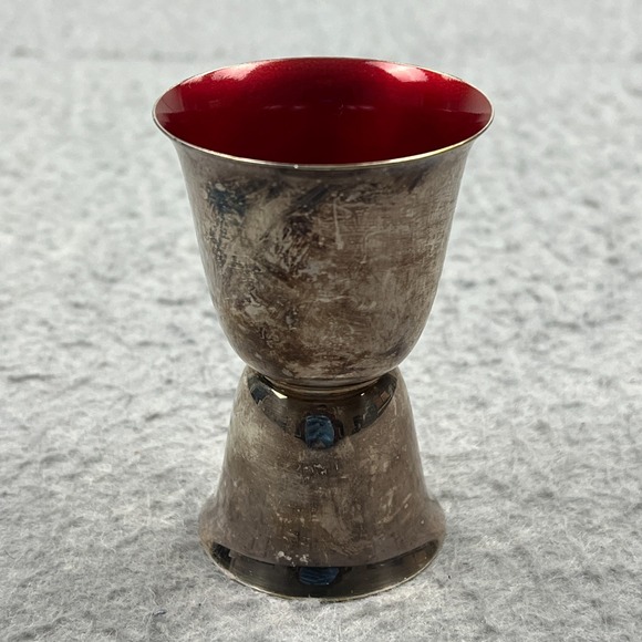 Vintage Reed & Barton Silverplate Double Jigger Red and Green Enamel #231 - Picture 2 of 12